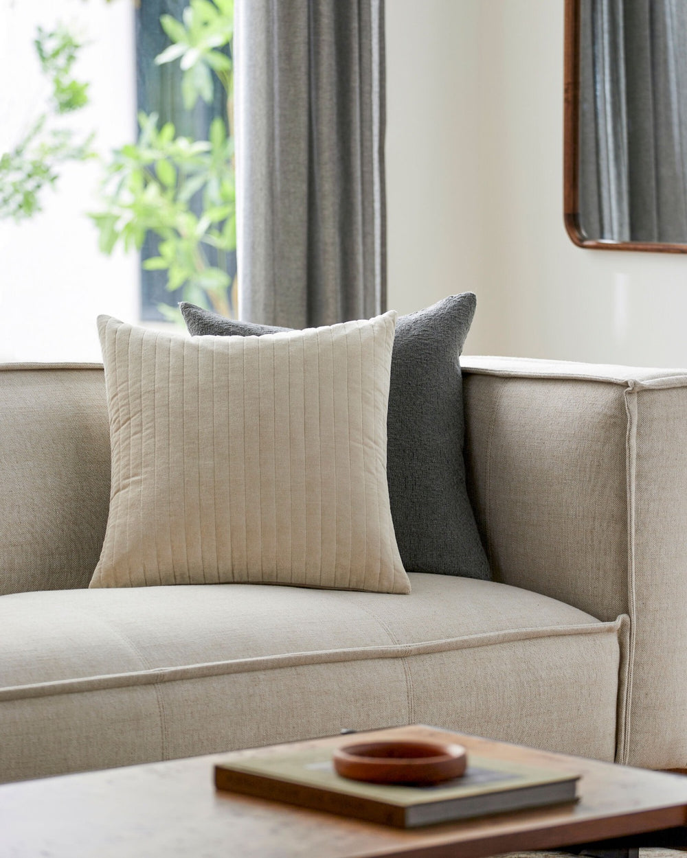 Digby Velvet Cushion 51x51cm - Oatmeal Keiichi 2