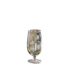 Gallery Interiors Starry Set of 4 Footed Tumbler Green Lustre Glasses