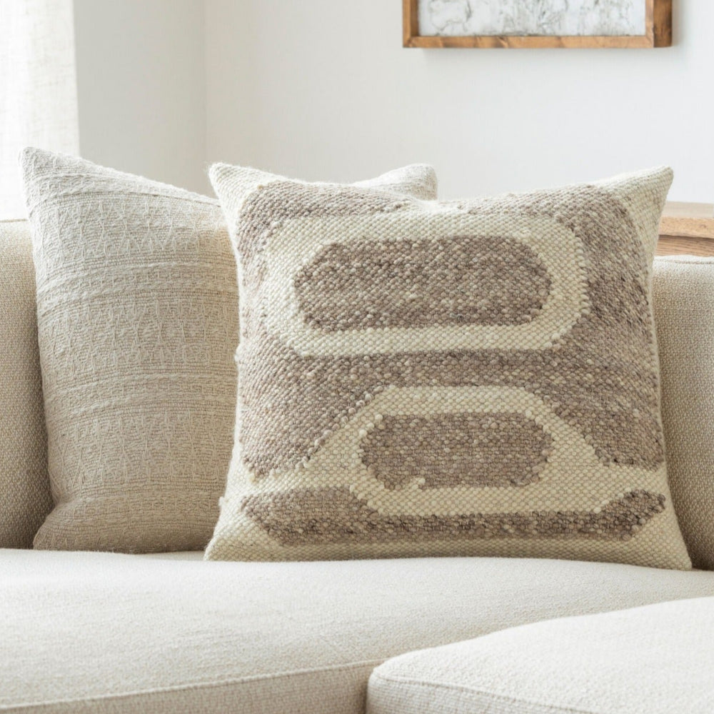Deccan Traps Woven Abstract Cushion 51x51cm - Beige Keiichi 2