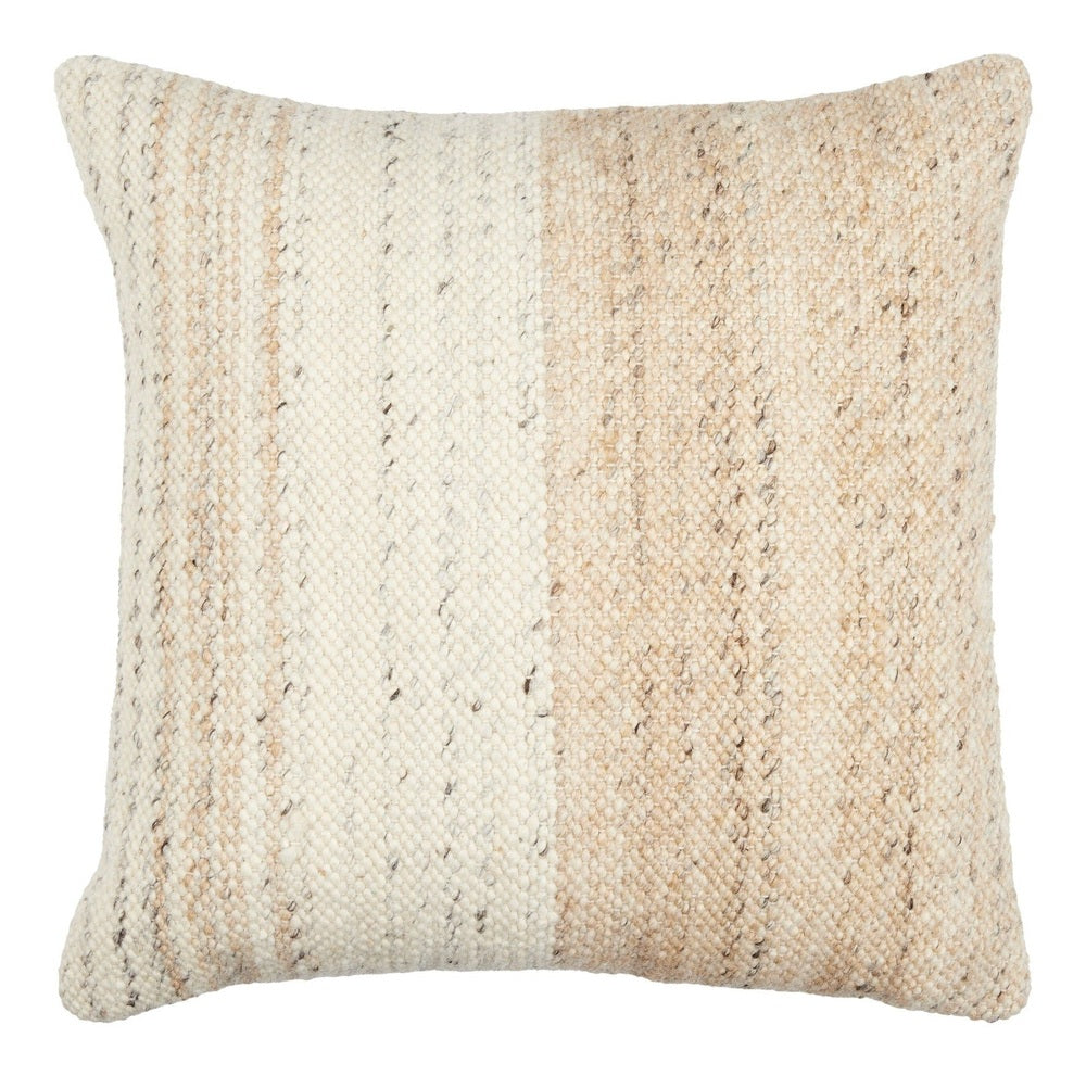 Deccan Traps Woven Block Stripe Cushion 51x51cm - Light Beige Keiichi 1