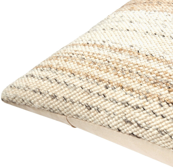 Deccan Traps Woven Block Stripe Cushion 51x51cm - Light Beige Keiichi 3