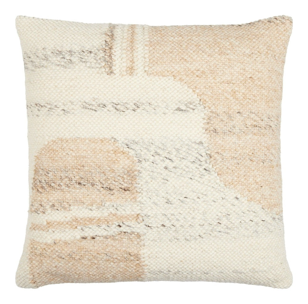 Deccan Traps Woven Wave Cushion 51x51cm - Light Beige Keiichi 1
