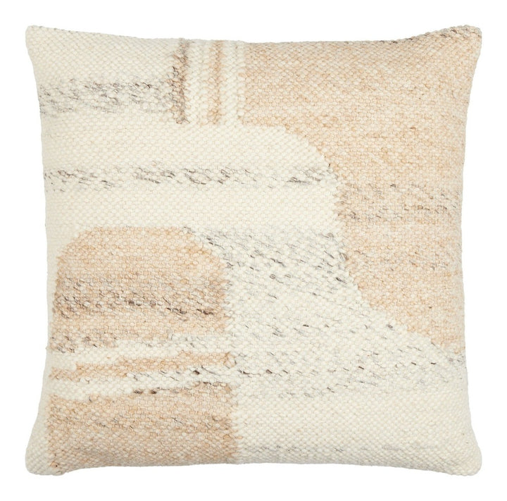 Deccan Traps Woven Wave Cushion 51x51cm - Light Beige Keiichi 1