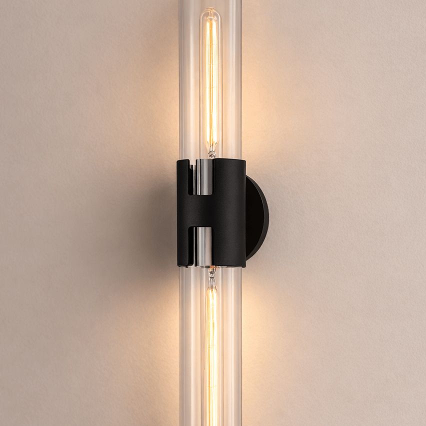 Amado 2 Light Large Wall Sconce - Polished Nickel & Textured Black