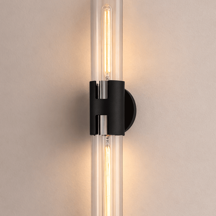 Amado 2 Light Large Wall Sconce - Polished Nickel & Textured Black