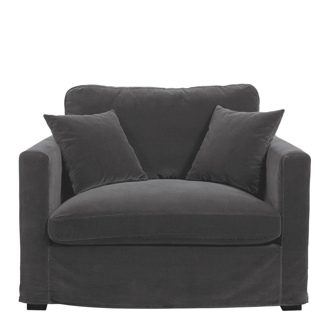 Angie Cotton Velvet Armchair - Dark Grey