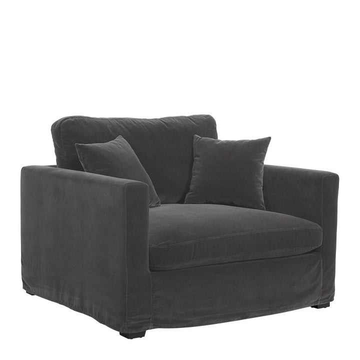 Angie Cotton Velvet Armchair - Dark Grey