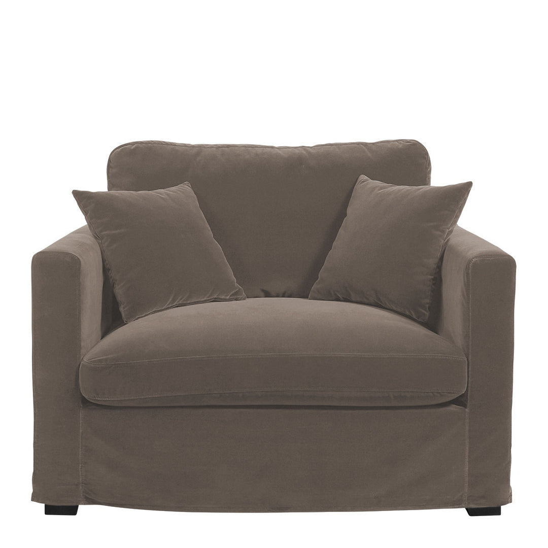 Angie Cotton Velvet Armchair - Taupe