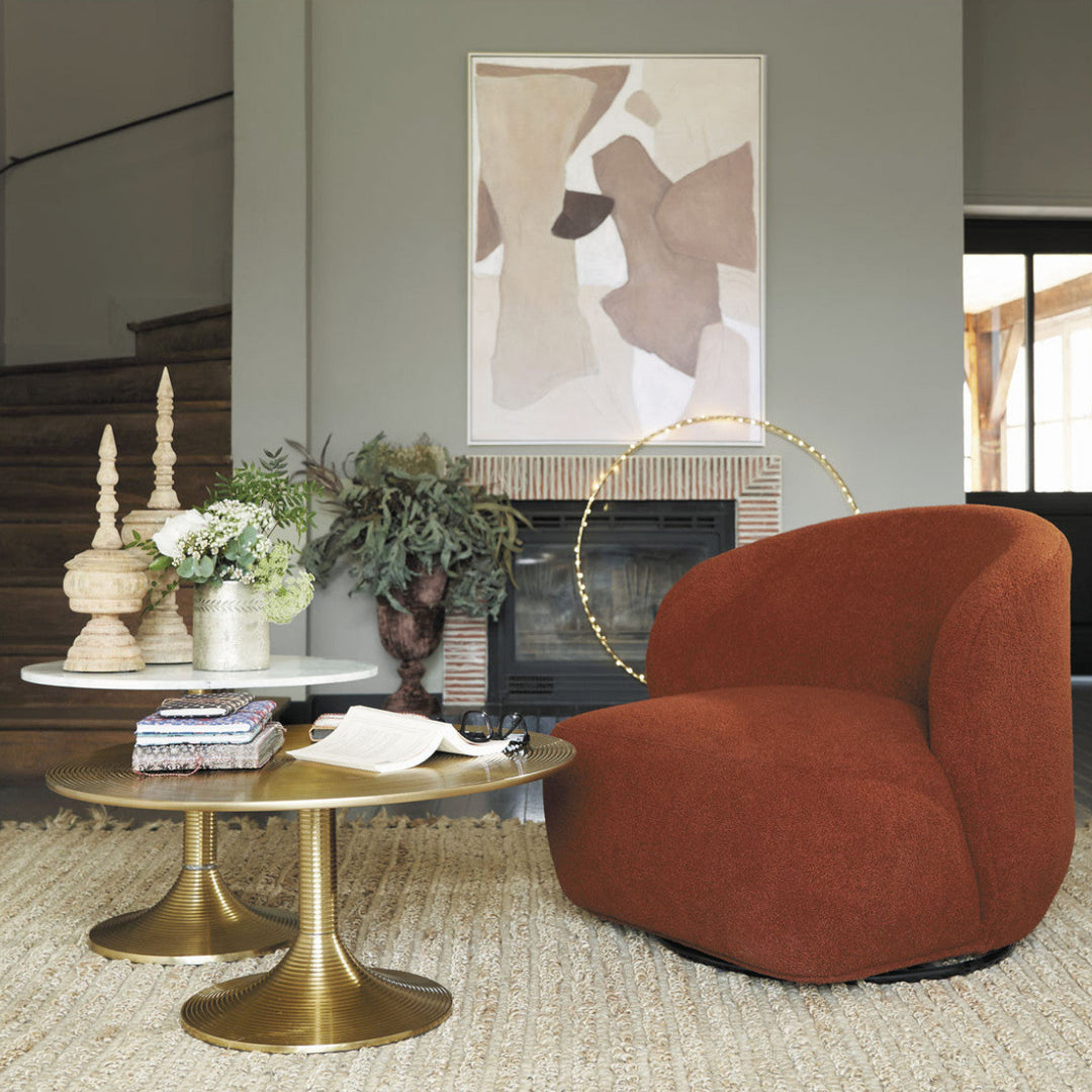Lisette Boucle Swivel Armchair - Terracotta