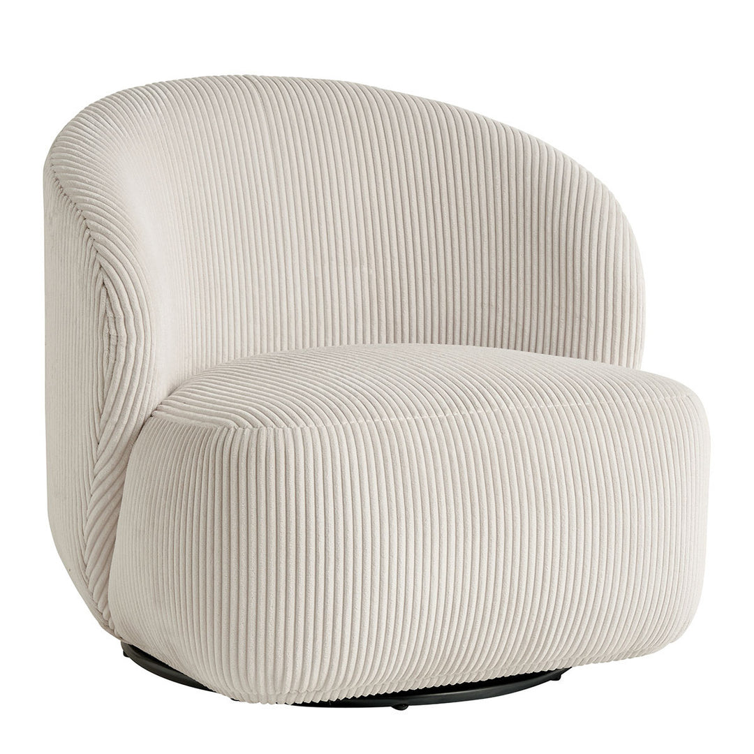 Lisette Ribbed Velvet Swivel Armchair - Cream