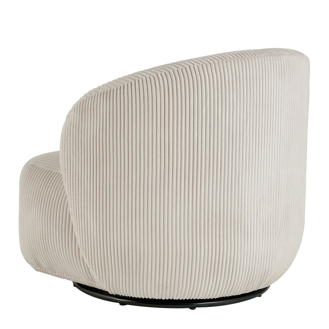 Lisette Ribbed Velvet Swivel Armchair - Cream
