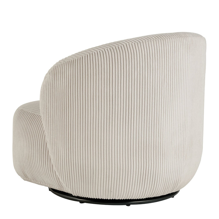 Lisette Ribbed Velvet Swivel Armchair - Cream