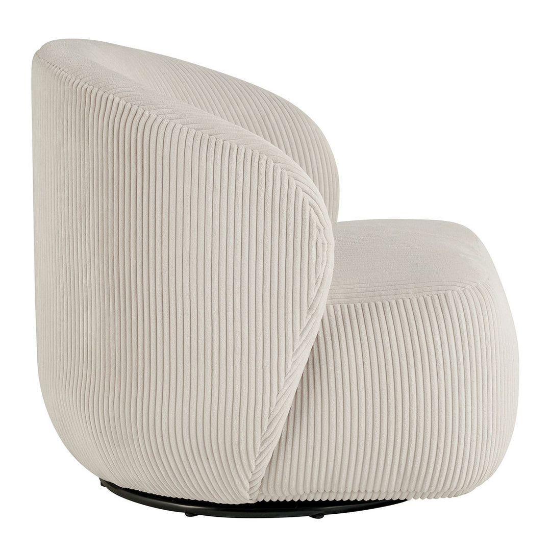 Lisette Ribbed Velvet Swivel Armchair - Cream