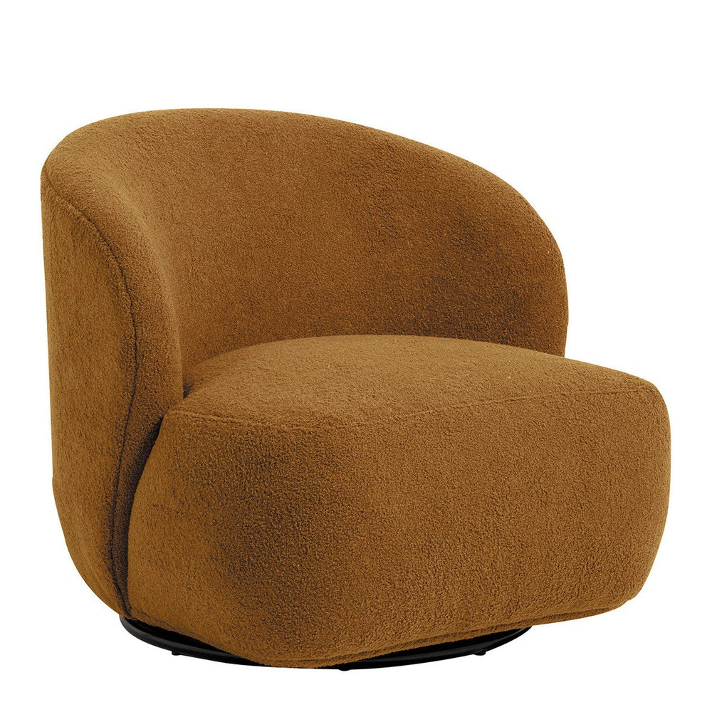 Lisette Boucle Swivel Armchair - Curry