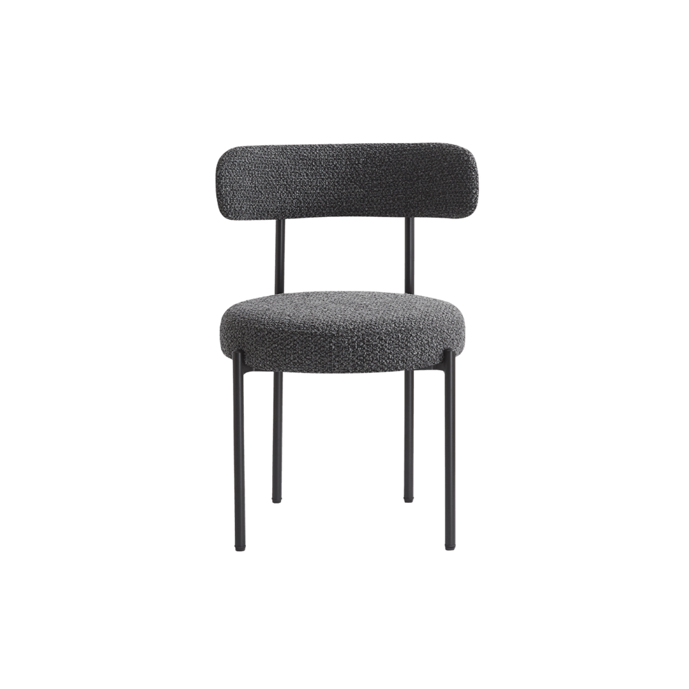 Flora Set of 2 Dining Chairs (Crib 5) - Charcoal Boucle