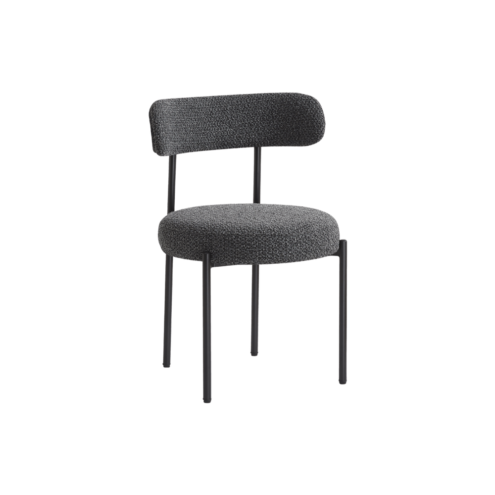 Flora Set of 2 Dining Chairs (Crib 5) - Charcoal Boucle