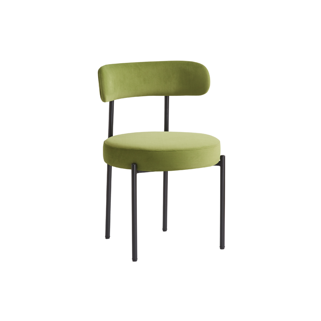 Flora Set of 2 Dining Chairs (Crib 5) - Olive Velvet