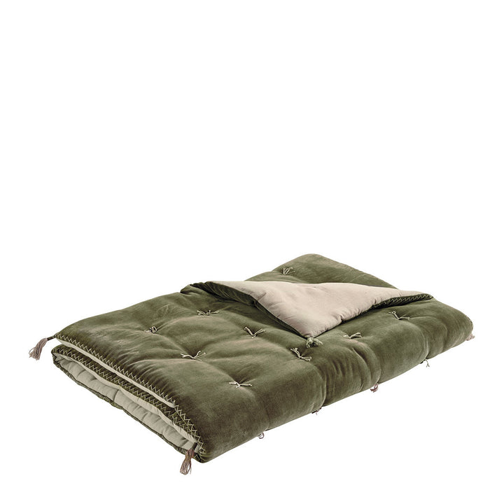 Matteo Velvet Blanket Bedspread - Khaki