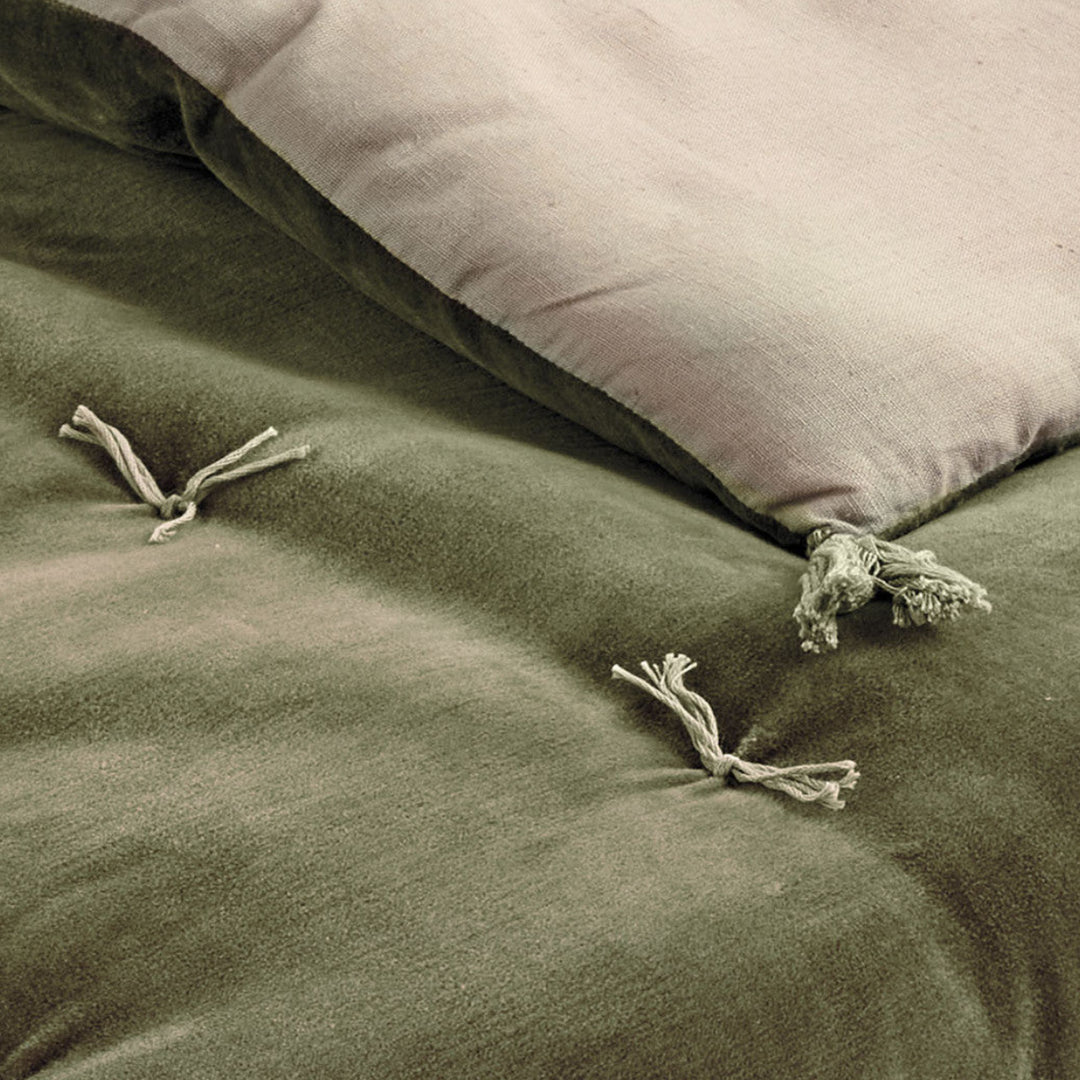Matteo Velvet Blanket Bedspread - Khaki