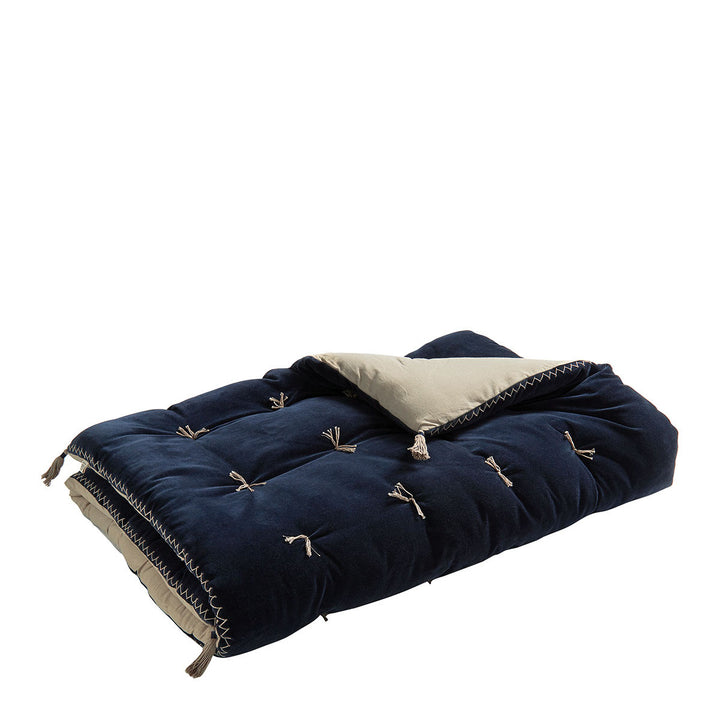 Matteo Velvet Blanket Bedspread - Midnight Blue