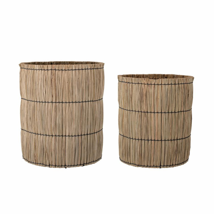 Elit Set of 2 Outdoor Mendong Grass Baskets - Natural Bloomingville 1