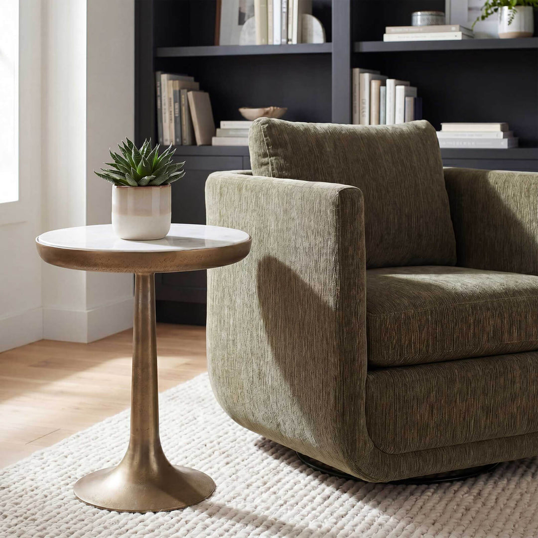 Gianno Round Side Table - White Marble