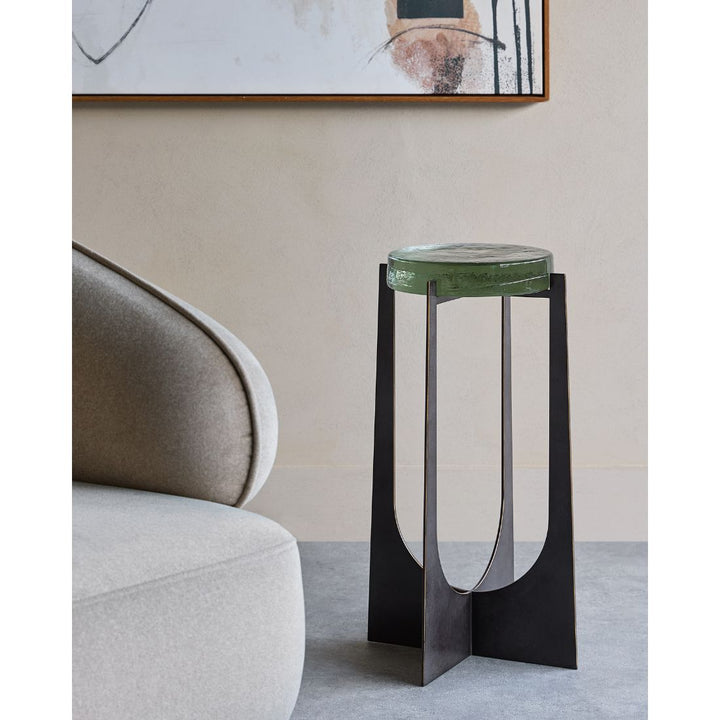 Glenthorpe Brick Glass Accent Table