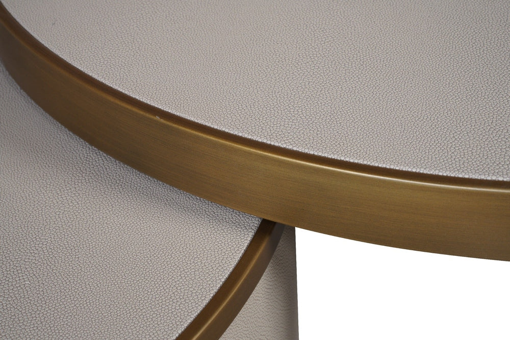 Hazlemere Shagreen Nesting Coffee Table Set - Brass & Off White Keiichi 3