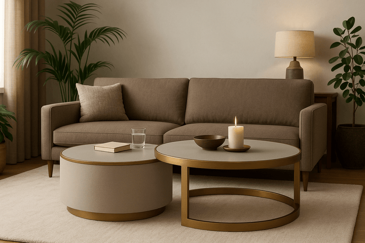 Hazlemere Shagreen Nesting Coffee Table Set - Brass & Off White Keiichi 2