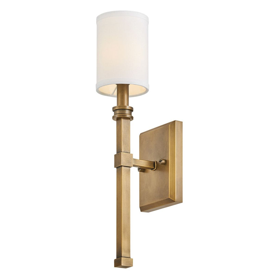 Moore Wall Light - Heritage Brass with Ivory Linen Shade