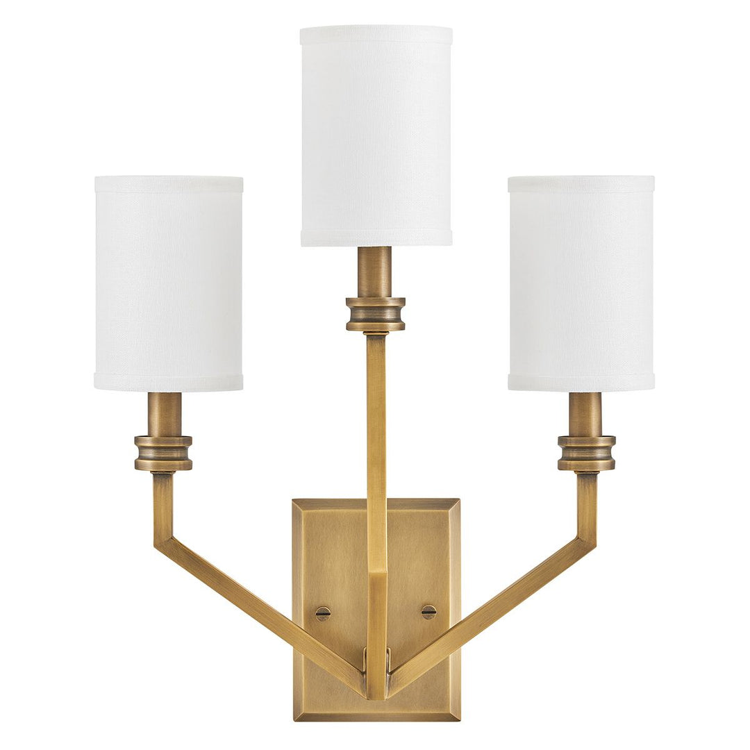 Moore 3 Wall Light - Heritage Brass with Ivory Linen Shade