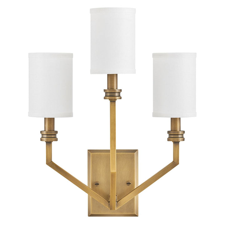 Moore 3 Wall Light - Heritage Brass with Ivory Linen Shade