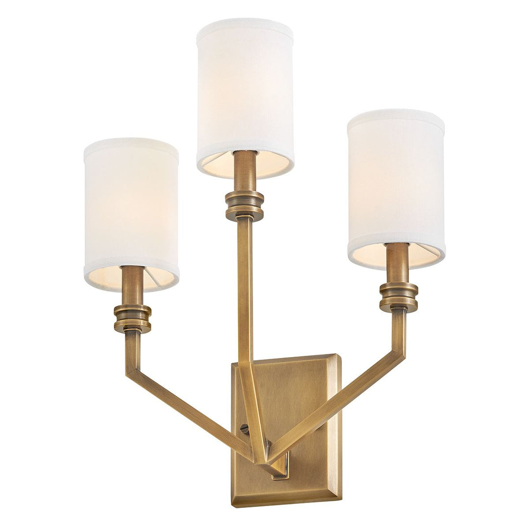 Moore 3 Wall Light - Heritage Brass with Ivory Linen Shade