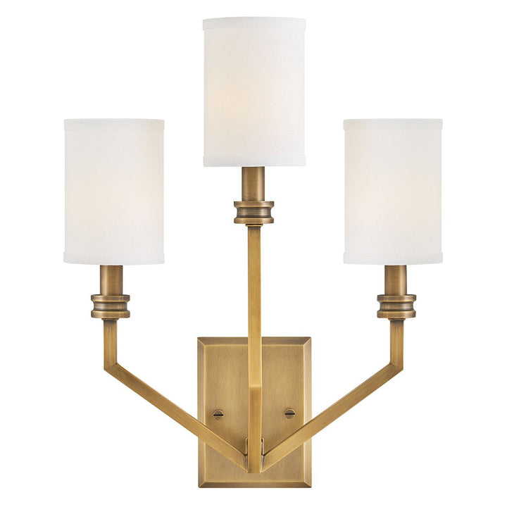 Moore 3 Wall Light - Heritage Brass with Ivory Linen Shade