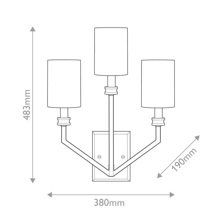 Moore 3 Wall Light - Heritage Brass with Ivory Linen Shade