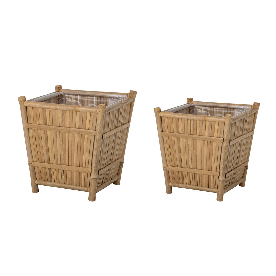Sole Set of 2 Outdoor Bamboo Flowerpots - Natural Bloomingville 1