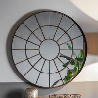 Gallery Interiors Battersea Industrial Round Window Pane Mirror