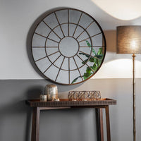 Gallery Interiors Battersea Industrial Round Window Pane Mirror