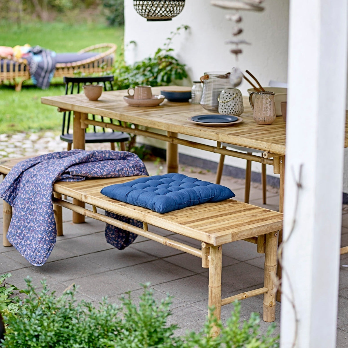 Bloomingville Outdoor Sole Backless Bamboo Bench in Natural