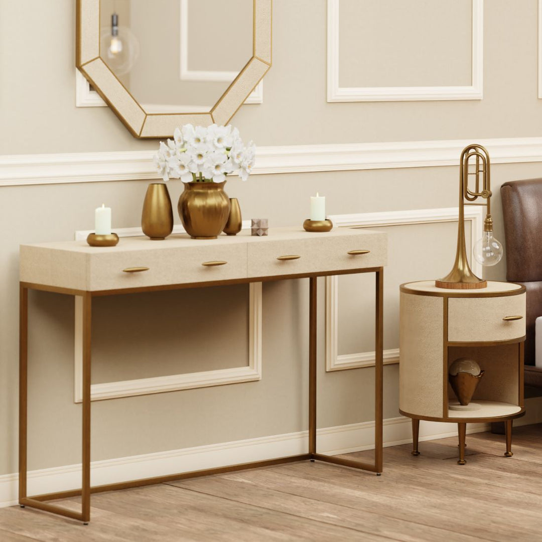 Hampton Console Table - Ivory Shagreen