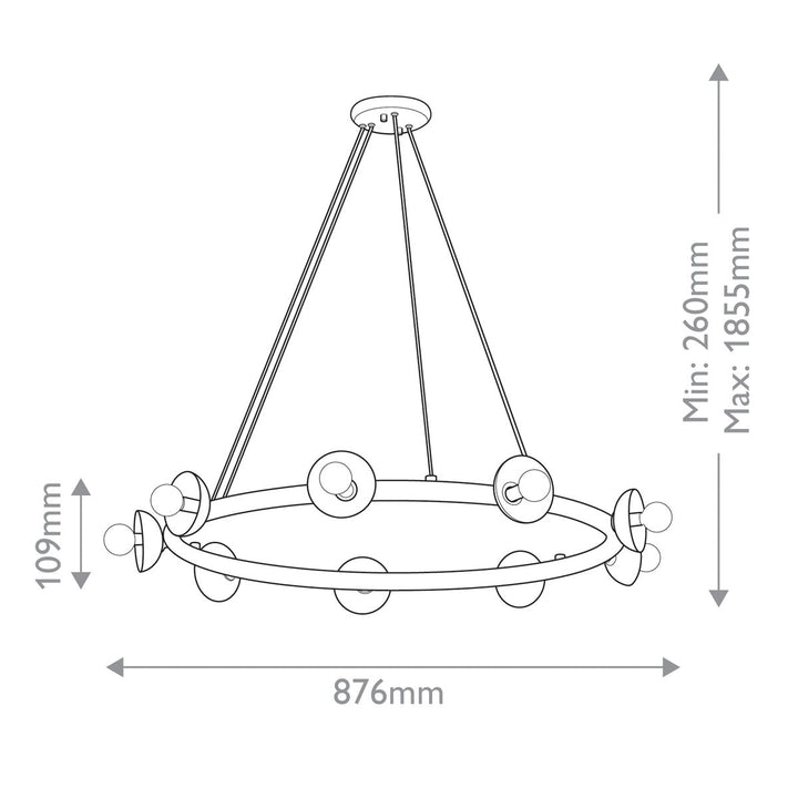 Palta 9 Light Chandelier - Satin Black