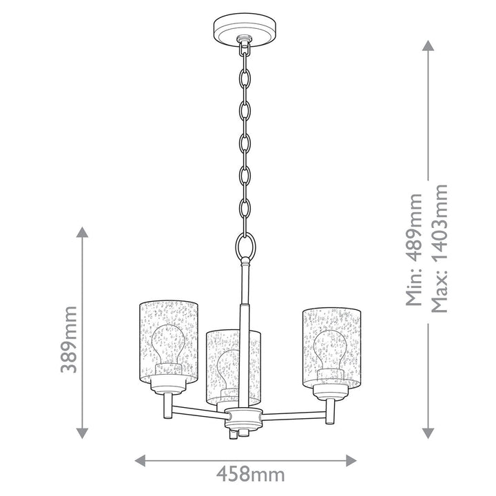 Winslow 3 Chandelier - Natural Brass