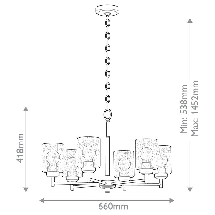 Winslow 6 Chandelier - Natural Brass