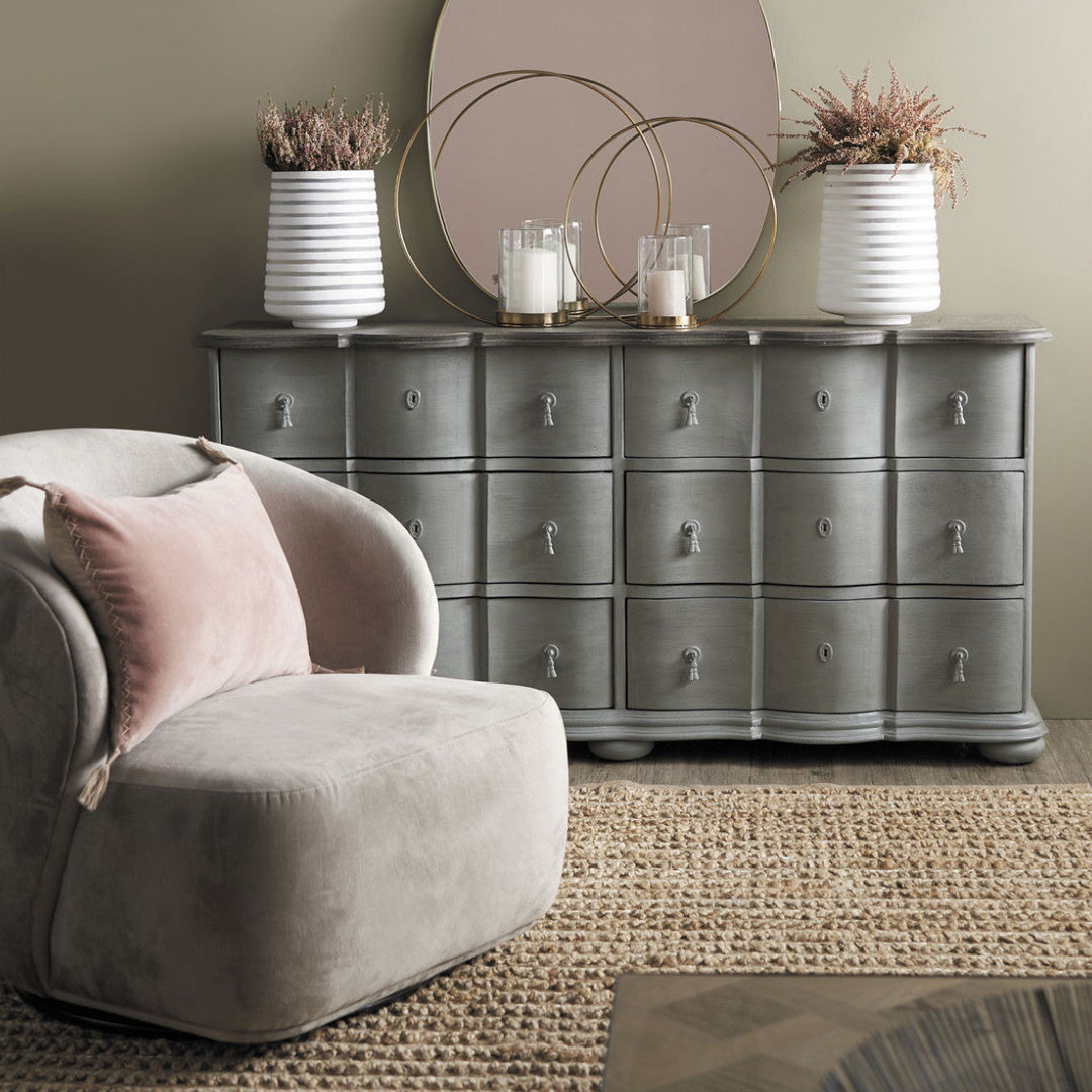 Lisette Velvet Swivel Armchair - Greige
