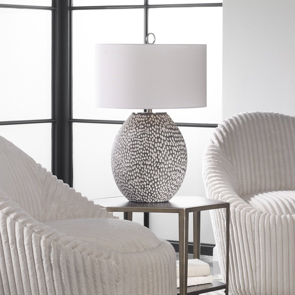 Uttermost Cyprien Gray White Table Lamp