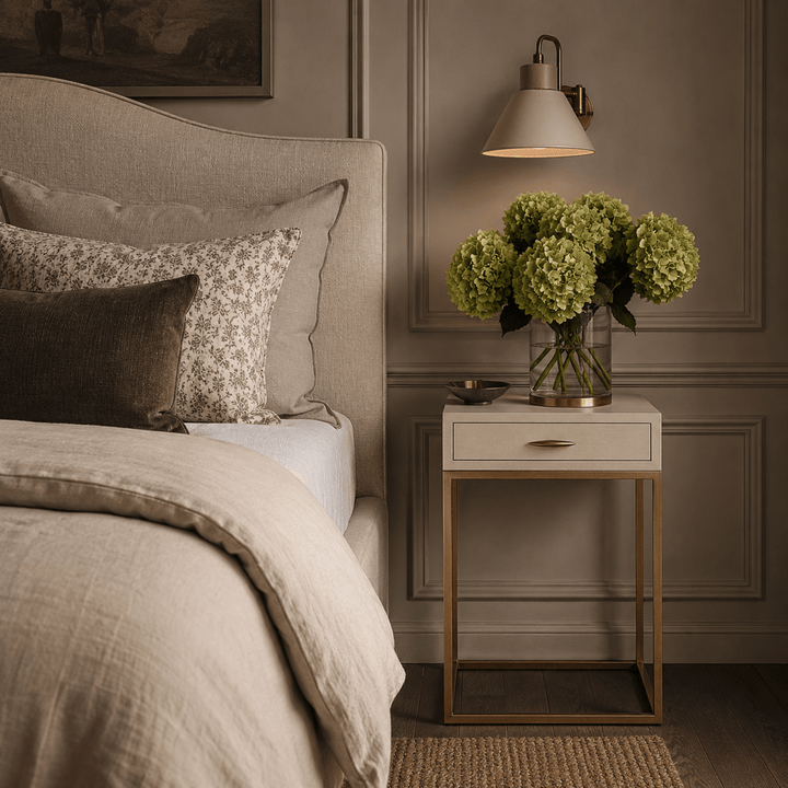 Hampton Square Bedside Table - Ivory Shagreen