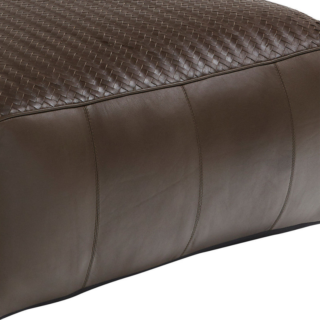 Makena Braided Leather Pouffe - Brown