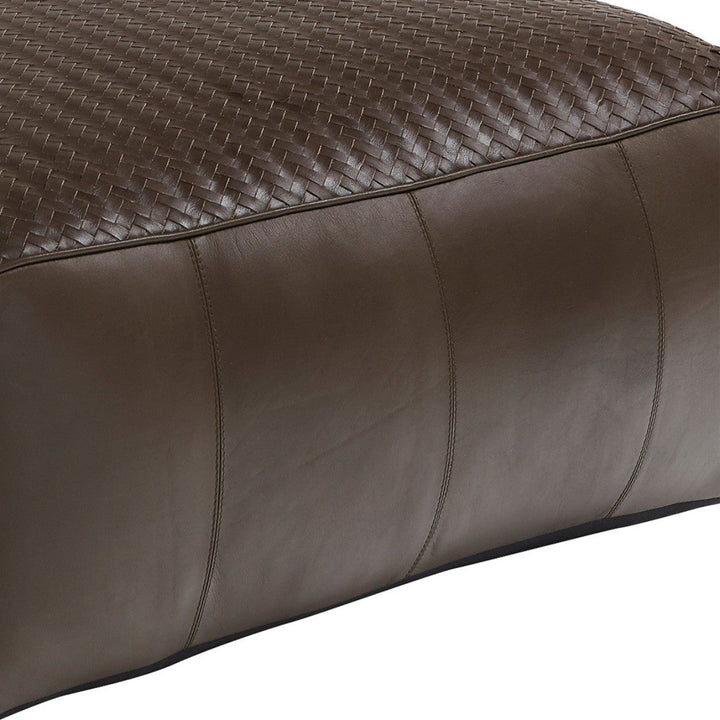 Makena Braided Leather Pouffe - Brown
