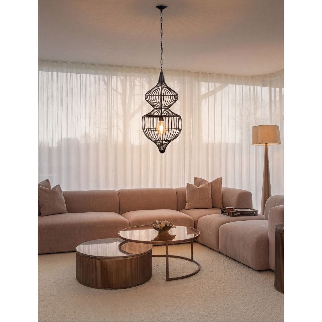 Mira Hourglass Wire Pendant Light - Black