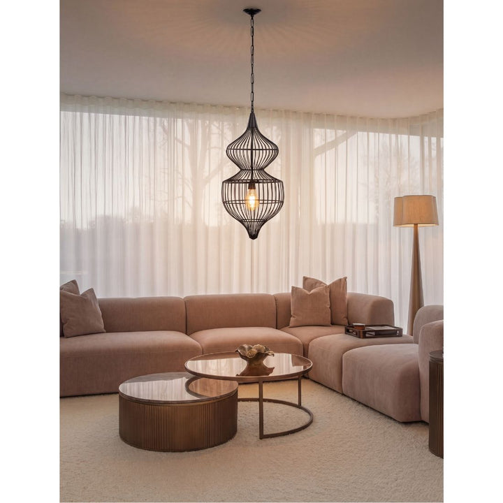 Mira Hourglass Wire Pendant Light - Black